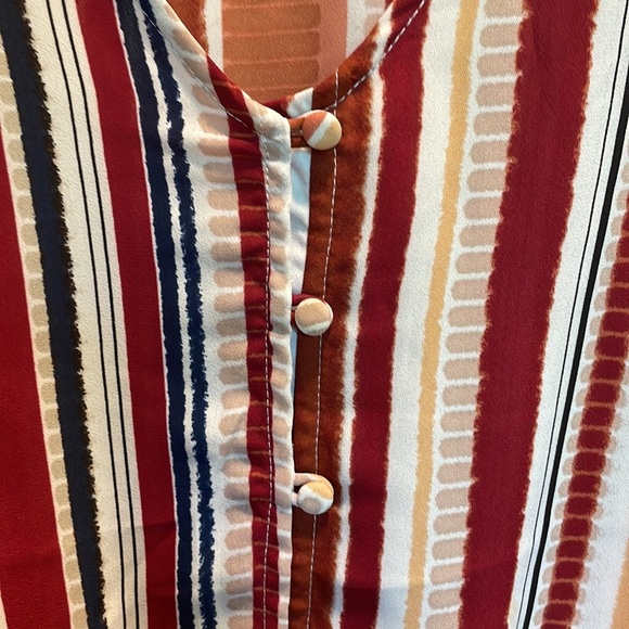 Jack by BB Dakota Brigio Orange Striped Button Up Long Sleeve Blouse - Picture 6 of 7